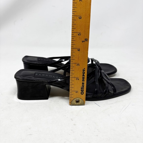 Y2K Bandolino Black Patent Leather Strappy Square Toe Sandals Women's Size 8M - Picture 6 of 9
